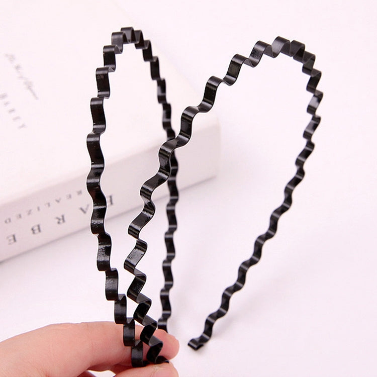 Two black wavy zigzag hair headbands with textured flexible edges