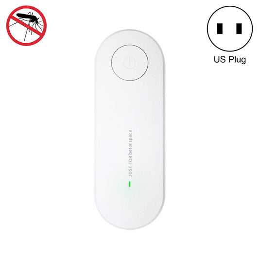 White ultrasonic mosquito repellent device with power button, US plug