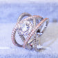 Rose gold-plated crossover ring with clear zircon center stone