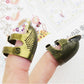 Adjustable metal thimble set with perforated pattern, size markers S and M