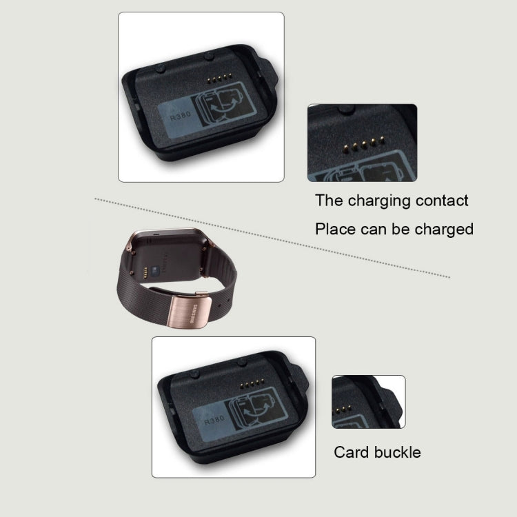 Black charging cradle base with buckle-style holder and USB cable
