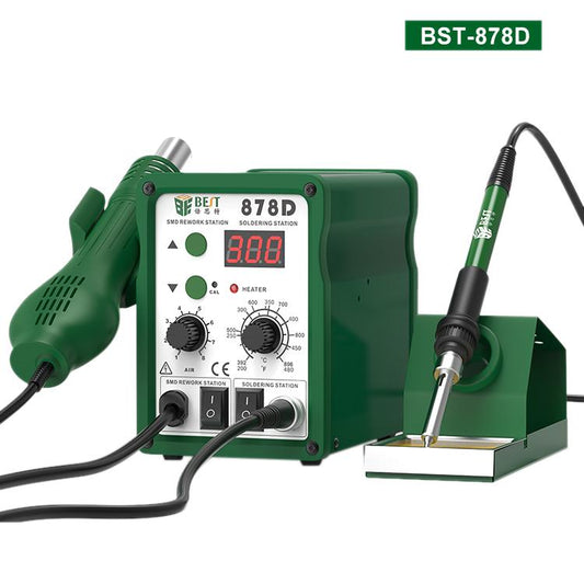 BEST BST-878D Adjustable Temperature Hot Air Gun with Electric Soldering Iron Rework Station, UK Plug, BST-878D UK Plug