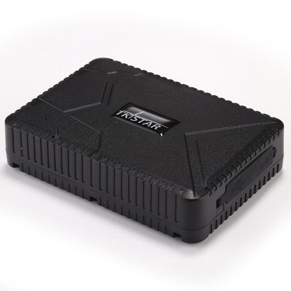 Black magnetic vehicle GPS tracker, rugged rectangular case with top logo