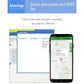 Smartphone app screen showing 4G GPS vehicle tracking map, routes, and status