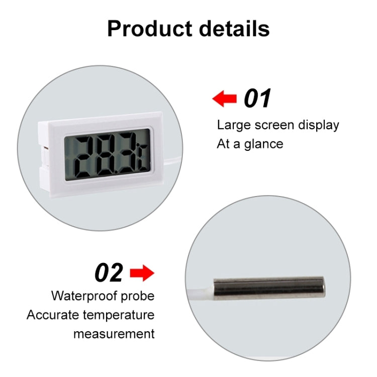 Mini LCD thermometer with large display and metal waterproof probe tip