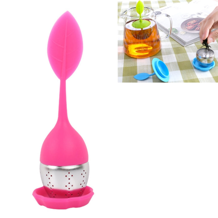 Stainless Steel Leaf Shape Silicone Tea Bag Tea Strainers, Baby Blue, Rose Red