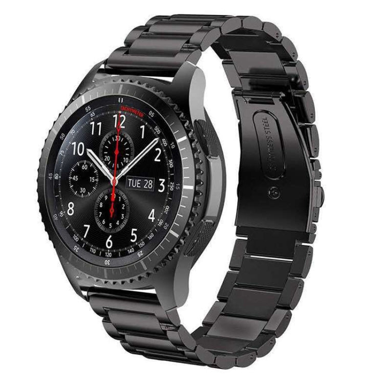 Black stainless steel watch band with 22mm link style for smartwatch