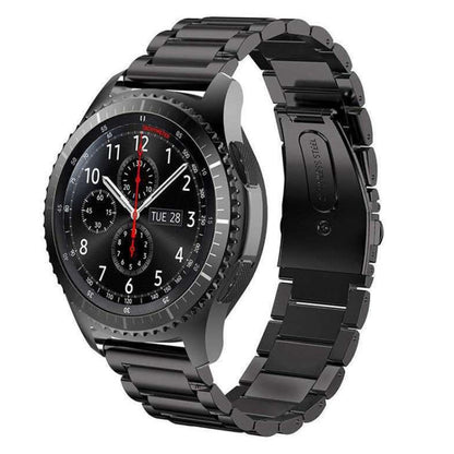 Black stainless steel watch band with 22mm link style for smartwatch