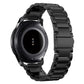 Black metal watch band with smooth link segments and pin-side clasp