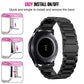 Black stainless steel watch band on smartwatch with fold-over secure clasp