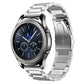 Silver stainless steel watch band with blue dial smartwatch, 22mm link strap
