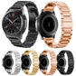 Stainless steel watch bands set with black, rose gold, gold and silver links