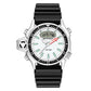SANDA men’s waterproof digital sports wristwatch with white dial, black silicone strap