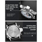 Multifunction sports wrist watch with stainless steel back cover and black strap
