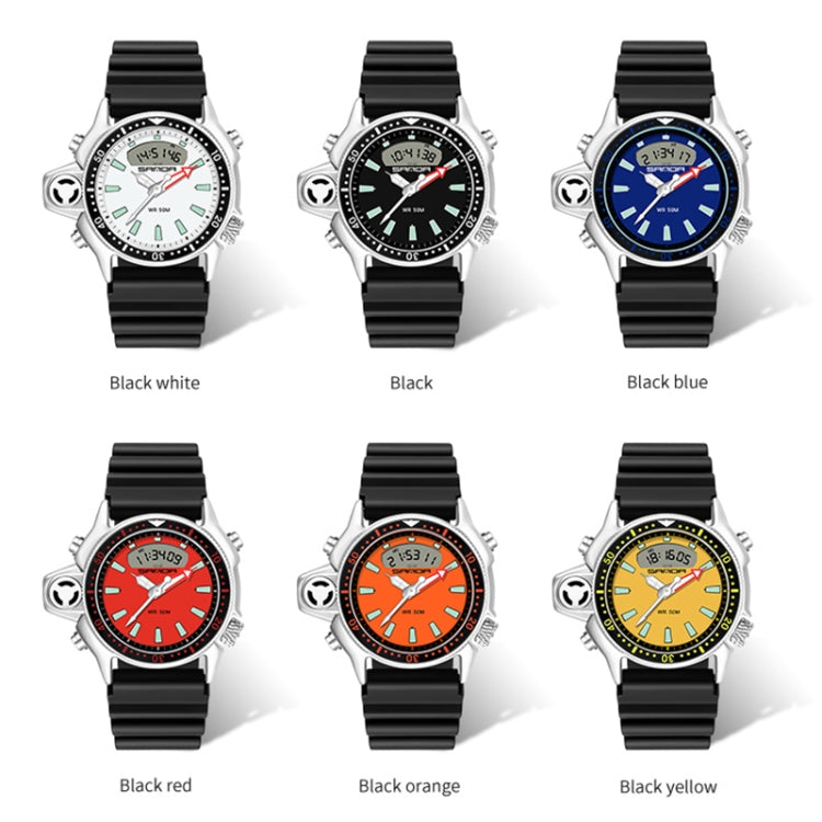 SANDA men’s waterproof digital sports wristwatches with black straps and mixed dial colors