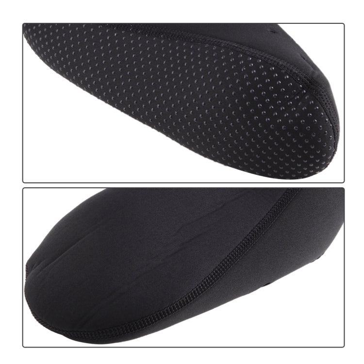 Black water sock with textured grip dots and ribbed heel edge