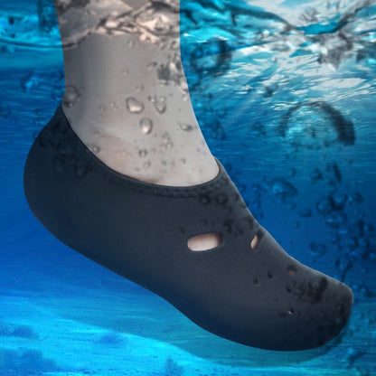 Dark swim diving sock with open toe and anti-slip textured sole, ankle-length