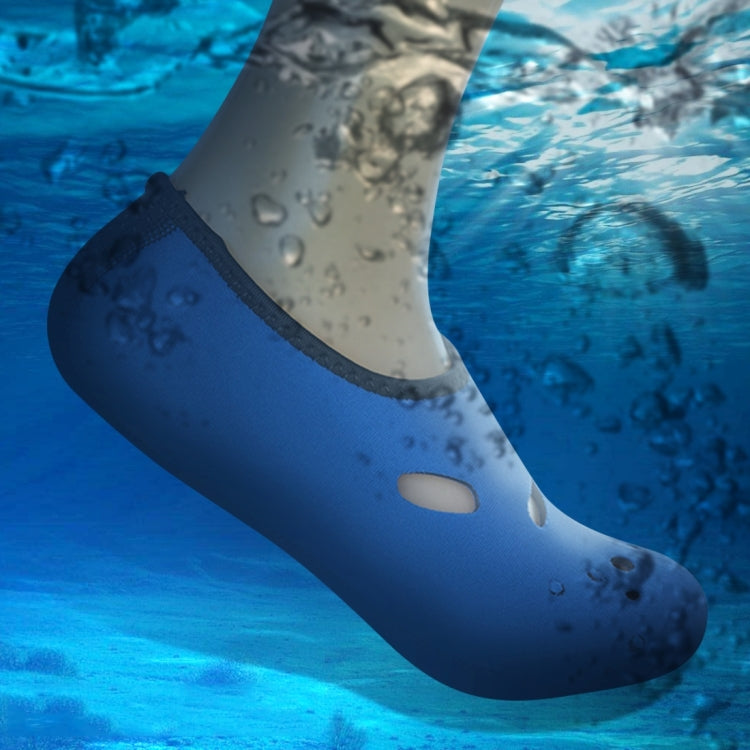 Dark blue swim sock with open toe and anti-slip textured sole, water-ready