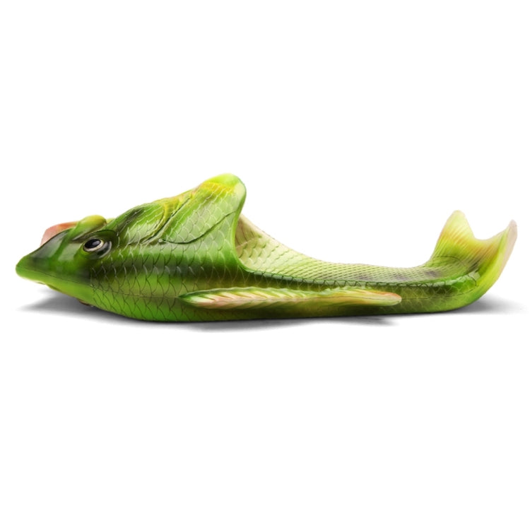 Children's fish-shaped EVA sandal in green with cream inner mouth opening