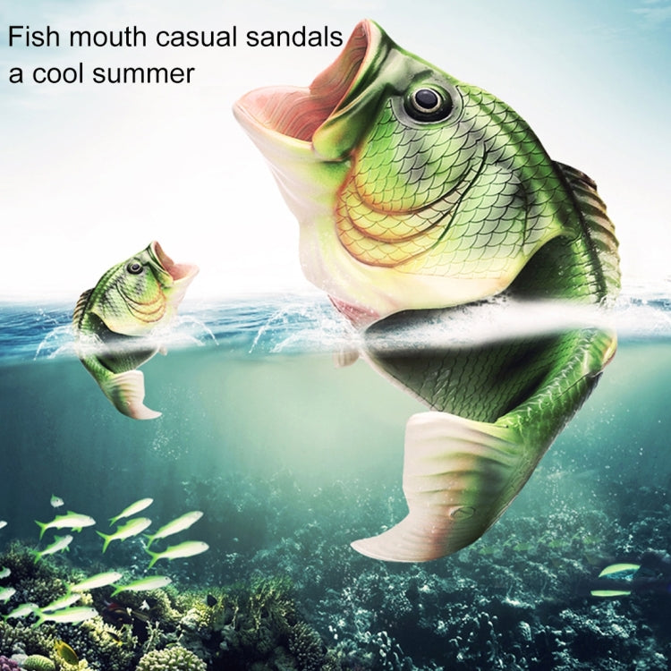 Fish mouth casual EVA sandals, green fish body with cream open-mouth front