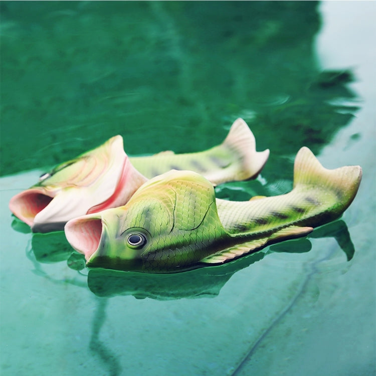 Fish-shaped green sandals floating in water, open toe EVA slip-on style