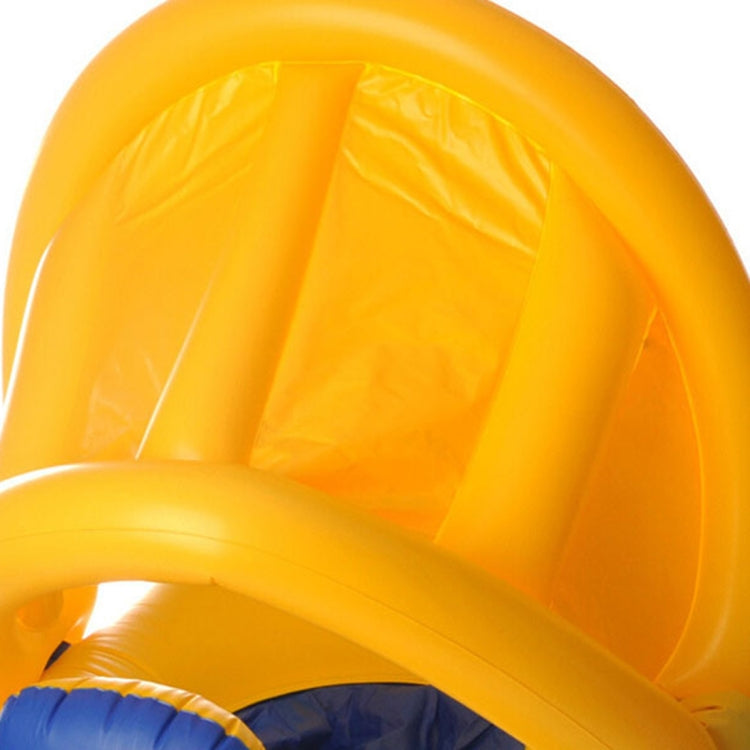 Yellow sunshade canopy interior of a children's swimming circle with curved rim