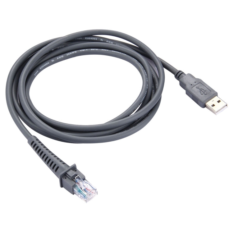 2 m USB-A to RJ45 serial data cable with gray USB plug and RJ45 connector