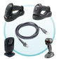 USB-A to RJ45 cable kit shown with barcode scanners and charging cradles