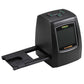 Front view of black film scanner with film holder and TFT screen