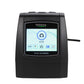 Black film scanner with TFT screen showing scanning interface