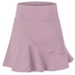 Women's petal pink A-line sports skirt featuring elastic waistband and curved side seam