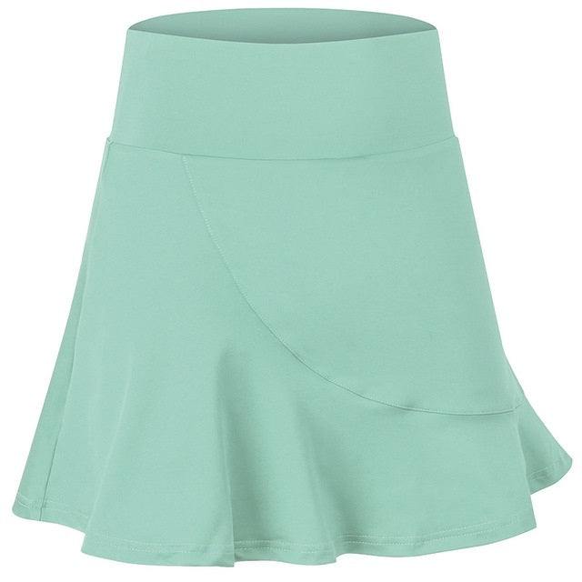 Women’s light mint sports skirt with wide waistband and flared A-line hem