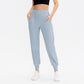 Women's loose sports trousers, light blue jogger with elastic waist and ankle cuffs