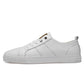 Men's white lace-up sneakers side view with smooth leather-look panels