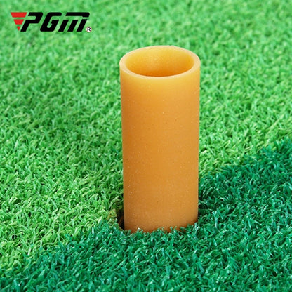 Golf tee cylinder, yellow foam-style practice tee for mat