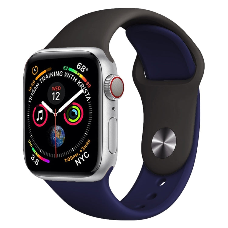 Double-color silicone watch band with black and deep navy strap for Apple Watch 42mm