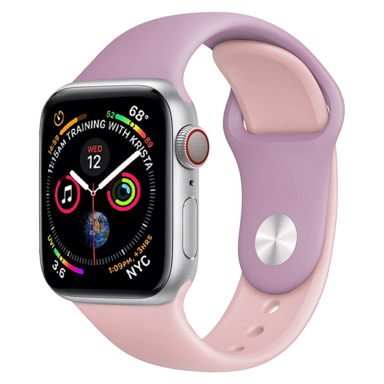 Double-color silicone watch band with lavender and light pink strap for Apple Watch 42mm