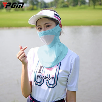 Blue neck sunscreen dust protection mask with face covering and draped neck panel