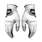 Pair of white sheepskin golf anti-slip gloves with black wrist strap