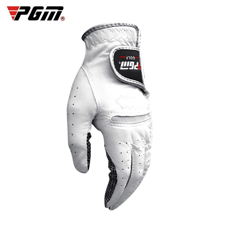 White golf glove with padded knuckle design and perforated finger panels