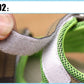 Kids sandal lining close-up with perforated green foam insert and stitched edge