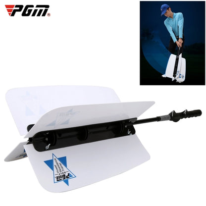 White golf wind swing trainer fan resistance board with black grip handle