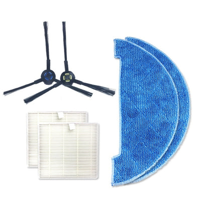 Robot vacuum cleaning kit with side brushes, filters, and blue cleaning pad