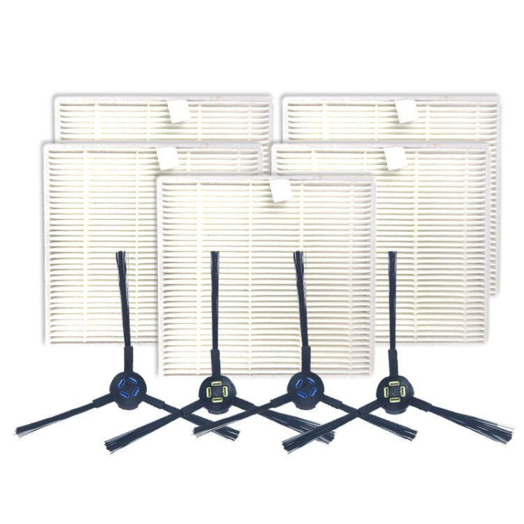 Robot vacuum replacement kit with blue side brushes and white grid filters