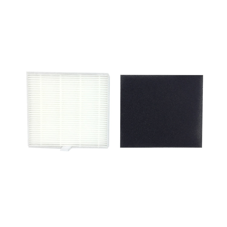 Robot vacuum filter set: white grid filter and dark foam pad