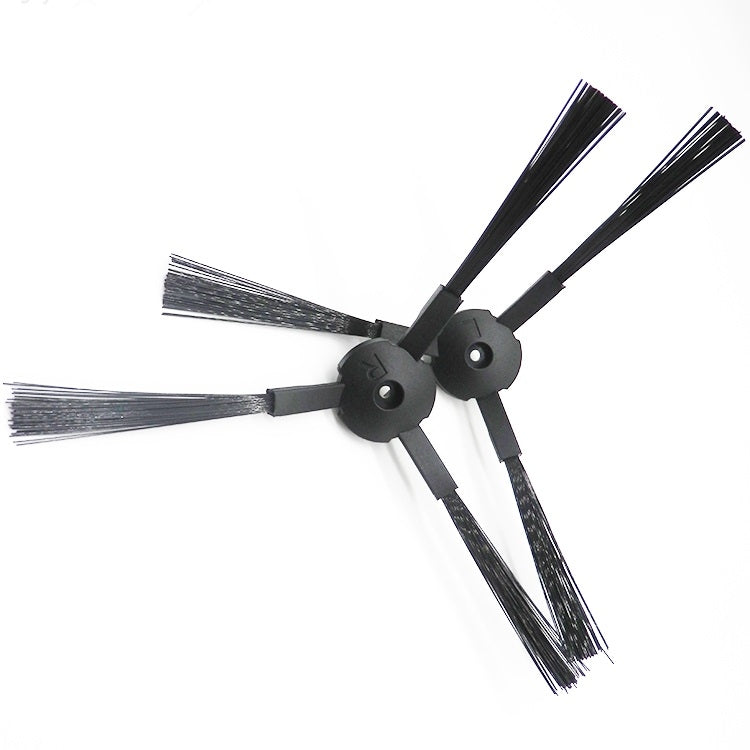 Black dual side brush module for robot vacuum with bristle fins