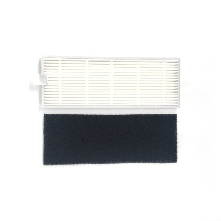 Robot vacuum filter set with white pleated insert and dark foam block