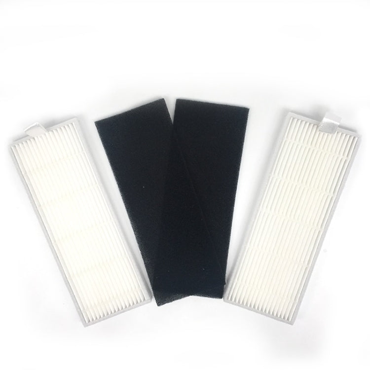 Replacement vacuum filters with white pleated media and two dark foam pieces