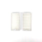 Robot vacuum replacement filter inserts, two white rectangular pleated pads