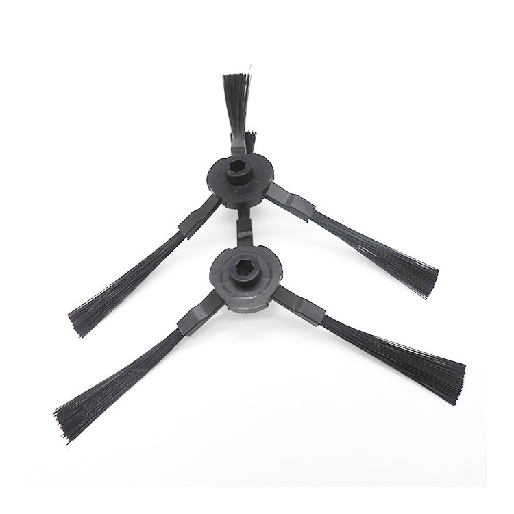 Robot side brush assembly with black bristles and gray mounting hub